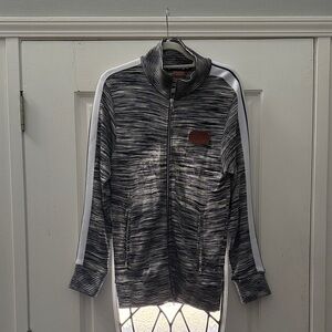 Palm Angels Black and White Zip-Up Jacket
